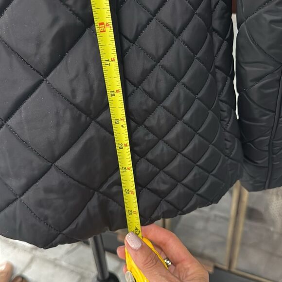 Guess Women Quilted Puffer Jacket Coat Black Medium Full Gold Zipper - Picture 7 of 9